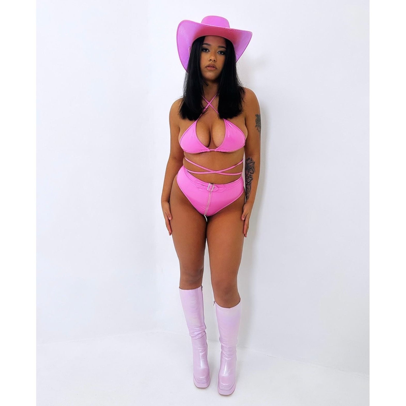 IBIZA SET PINK RAVE OUTFIT, FESTIVAL OUTFIT, VINYL KNICKERS, BIKINI