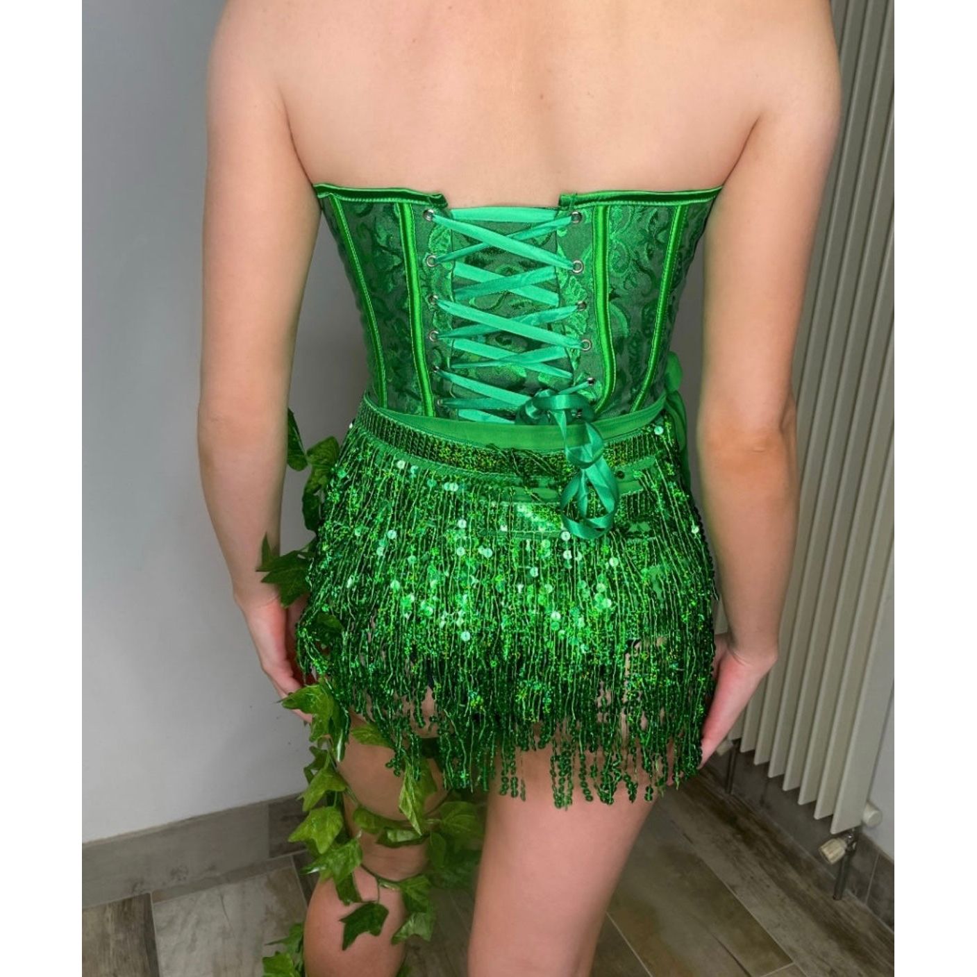 Womens poison ivy corset, green corset, lace up corset, Halloween outfit