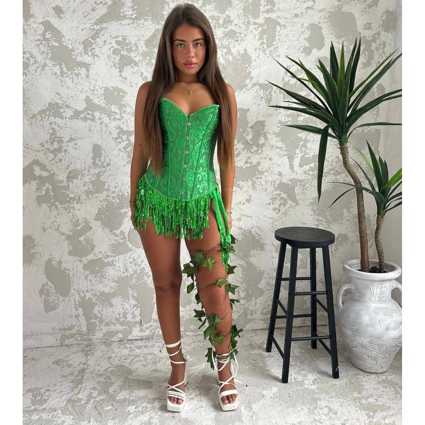 GREEN POISON IVY COSTUME, HALLOWEEN OUTFIT, FANCY DRESS GREEN POISON IVY COSTUME, HALLOWEEN OUTFIT, FANCY DRESS