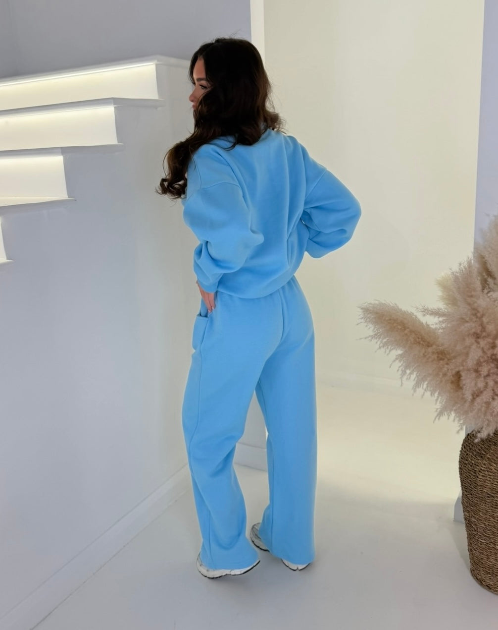 BLUE 1/2 ZIP TRACKSUIT, WOMENS LOUNGEWEAR, OVERSIZE TWO PIECE