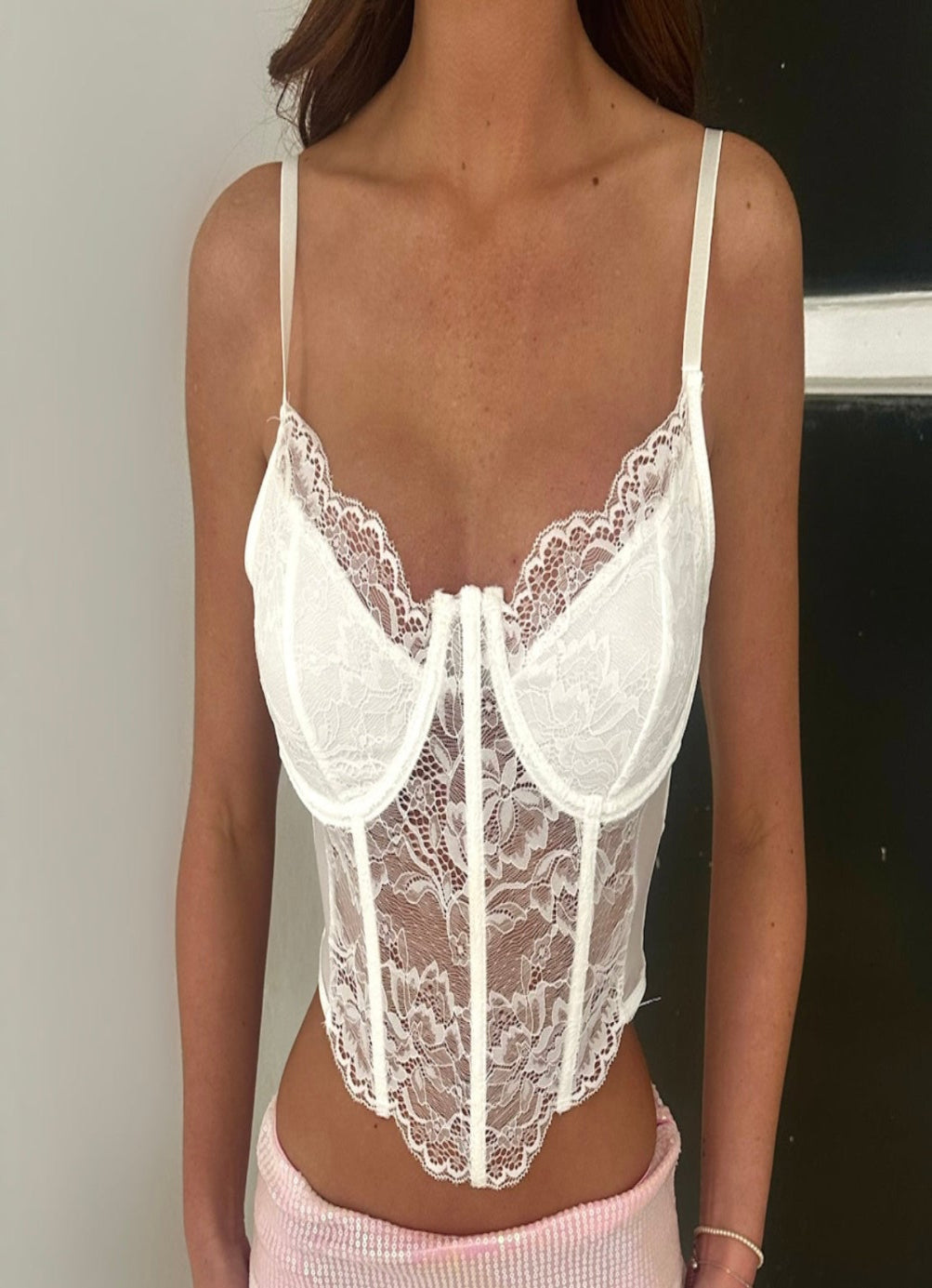 WHITE LACE CORSET CROP TOP, CASUAL TOP, CLUBBING OUTFIT
