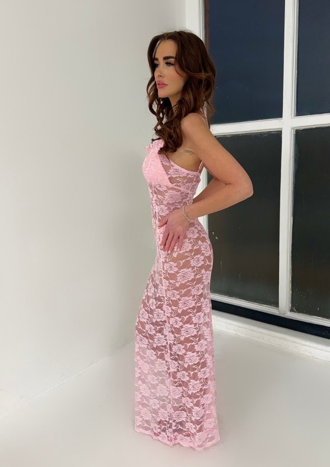 BABY PINK LACE MAXI DRESS, COVER UP, BEACH, IBIZA OUTFIT