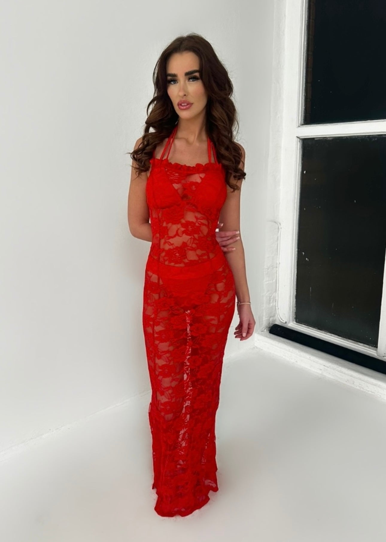 RED LACE MAXI COVER UP DRESS, IBIZA OUTFIT, SUMMER