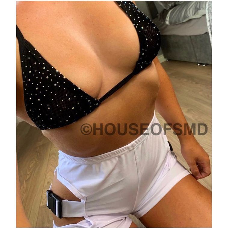 RHINESTONE BRALETTE - BLACK