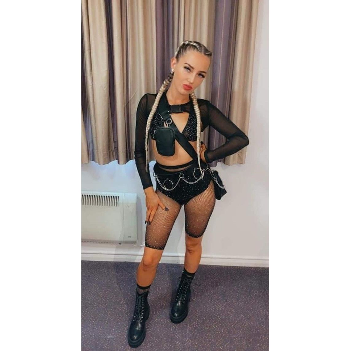 BLACK FISHNET TWO PIECE