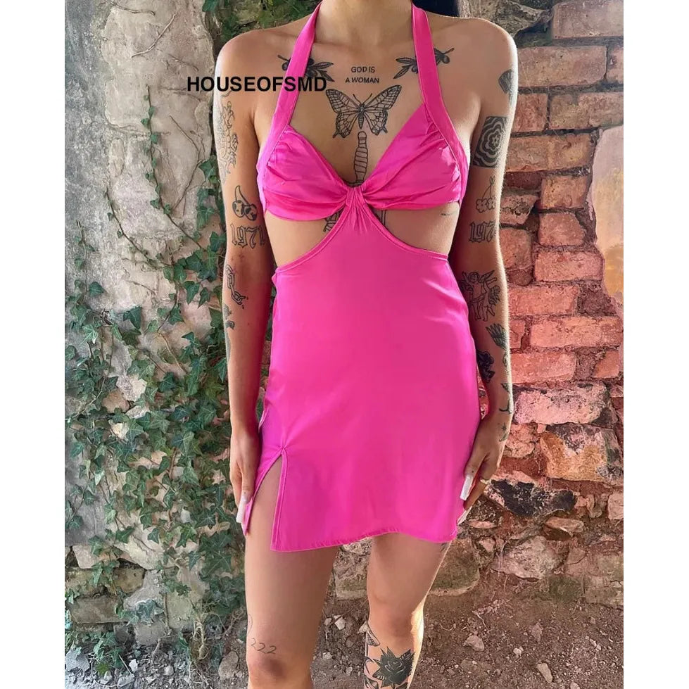 PINK CUT OUT SLIP DRESS