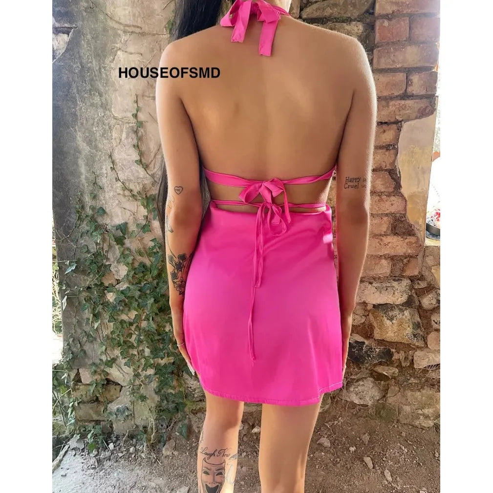 PINK CUT OUT SLIP DRESS