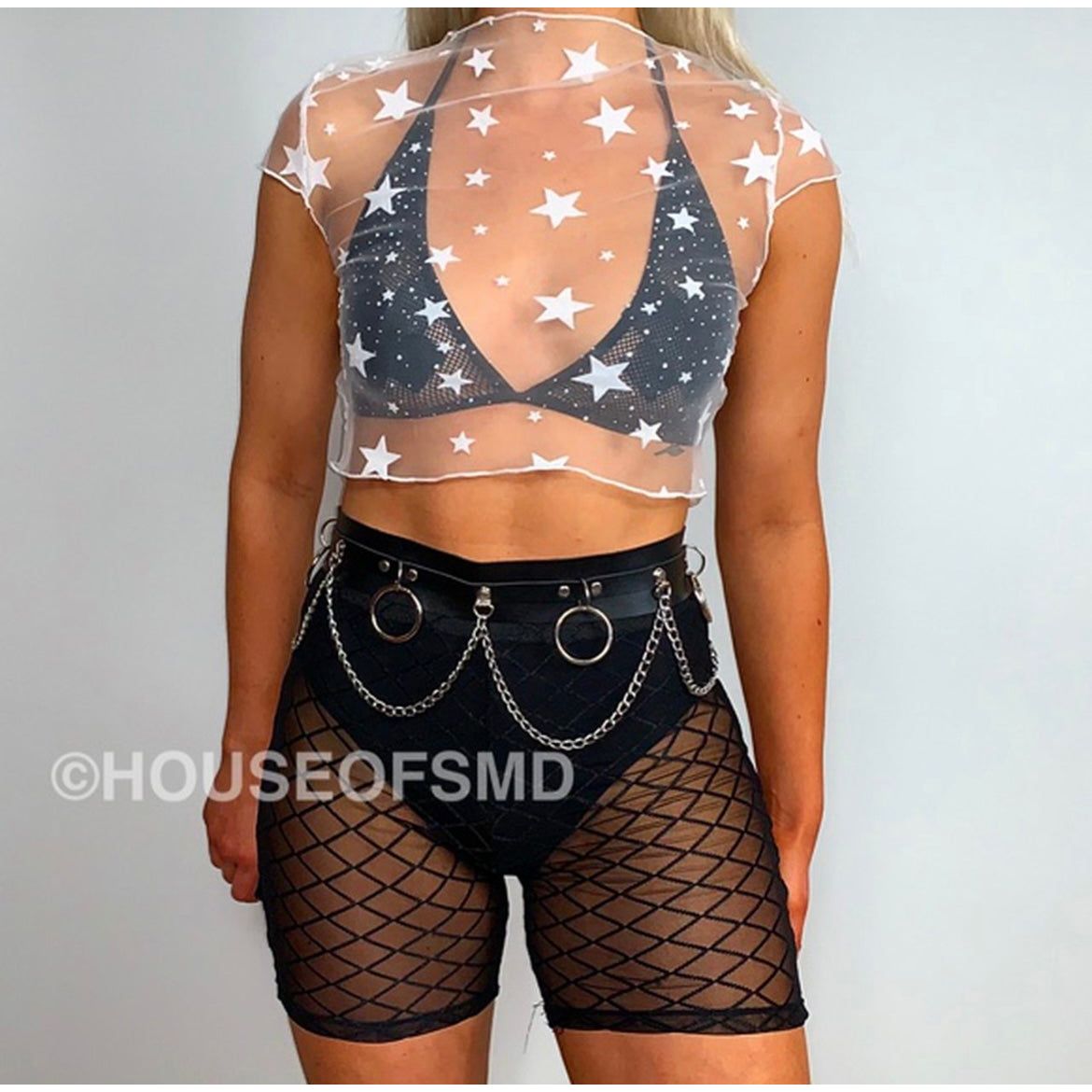 WHITE SHEER STAR CROP TOP