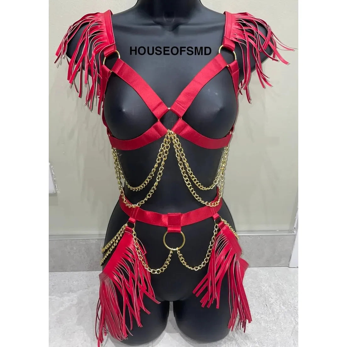 TWO PIECE FESTIVAL HARNESS - RED