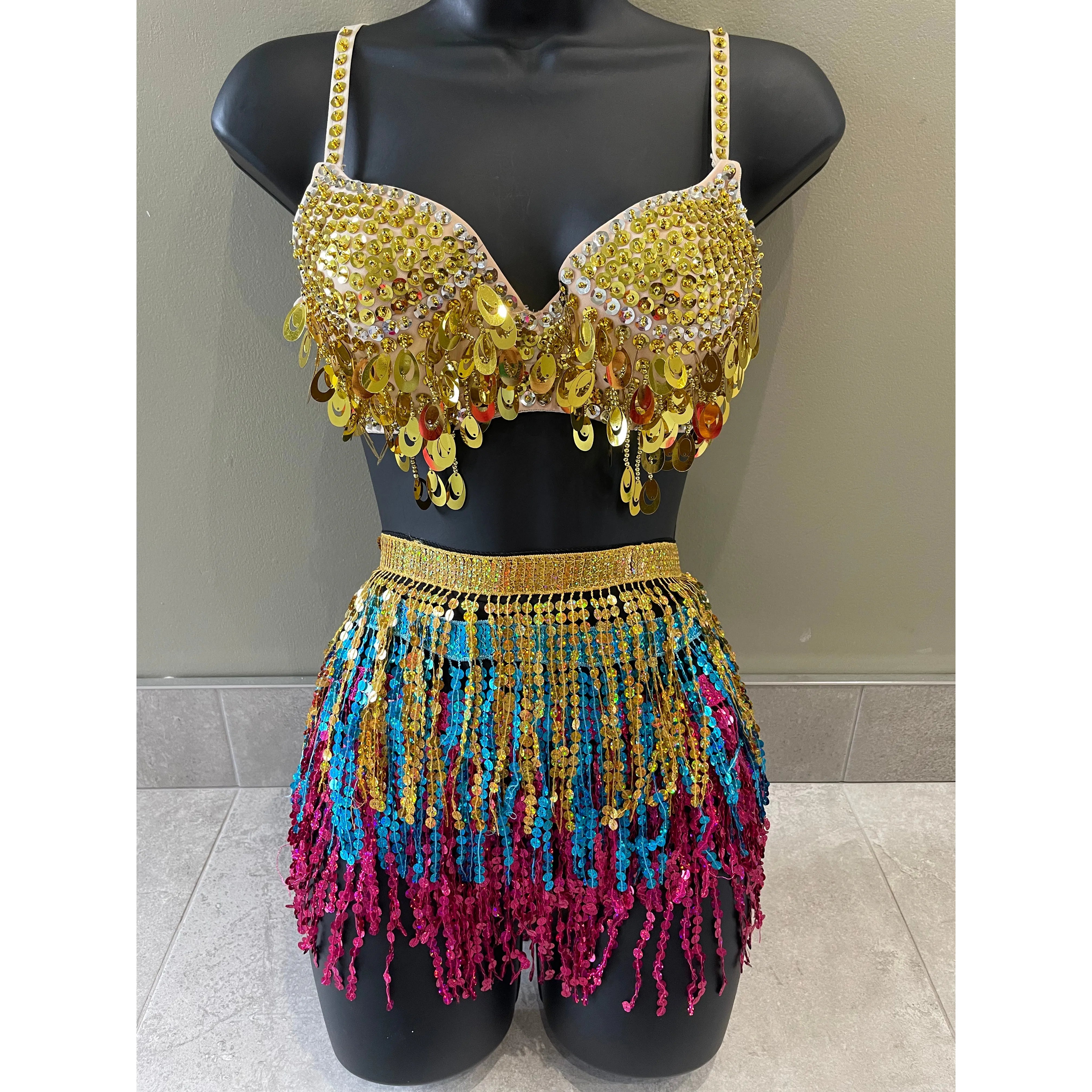 Gold multi tone tassel skirt
