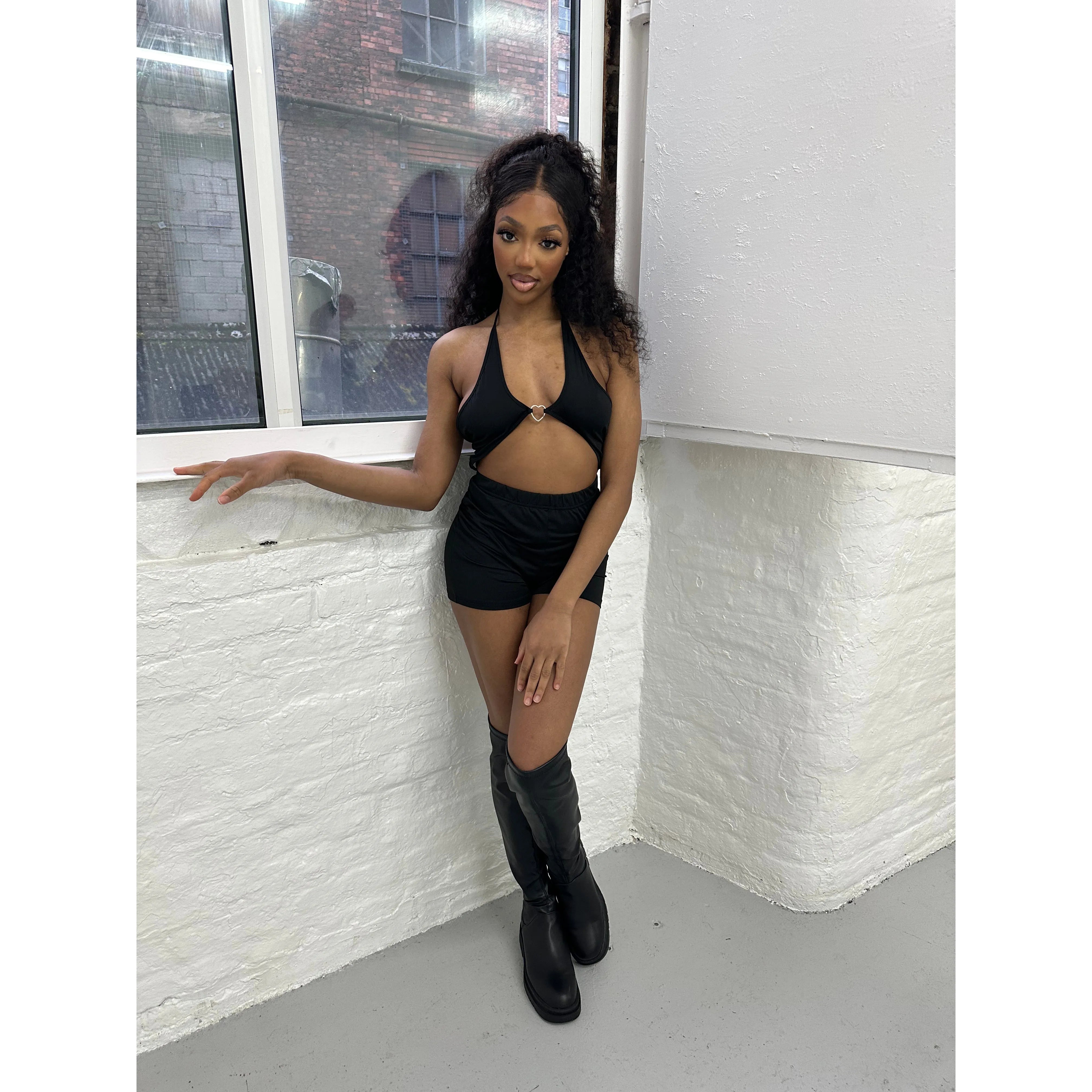 SAPPHIRE PLAYSUIT, FESTIVAL ROMPER, BLACK PLAYSUIT