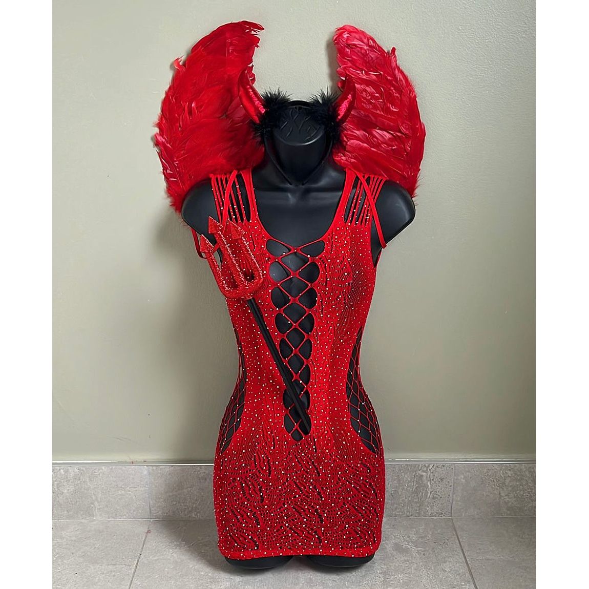 RED DEVIL COSTUME, HALLOWEEN OUTFIT, FANCY DRESS