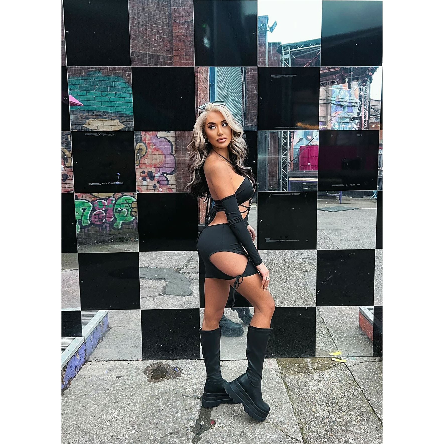 ONYX DRESS, BLACK DRESS, FESTIVAL DRESS, RAVE OUTFIT