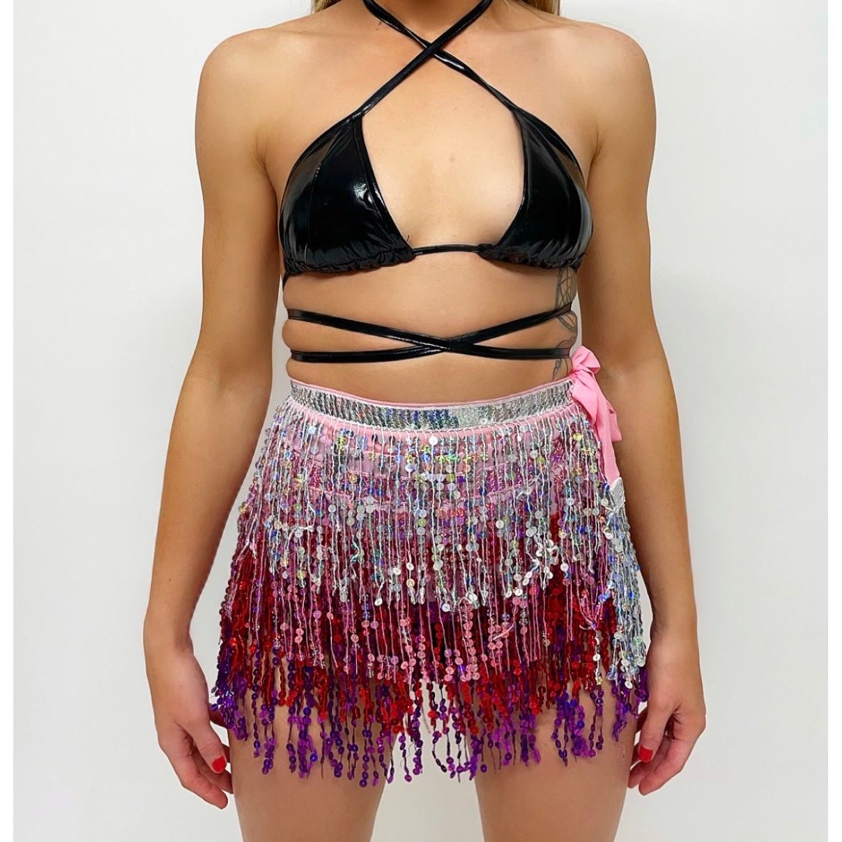 PINK MULTICOLOURED TASSEL SKIRT