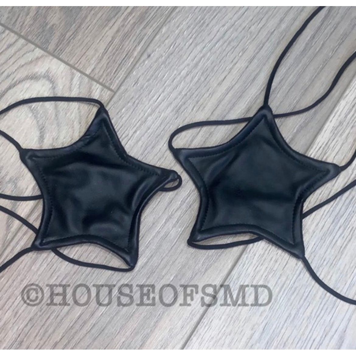TIE UP STAR BRA - BLACK