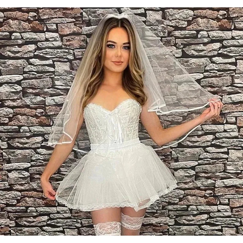 WHITE DEAD BRIDE HALLOWEEN VEIL FANCY DRESS WOMENS VEIL