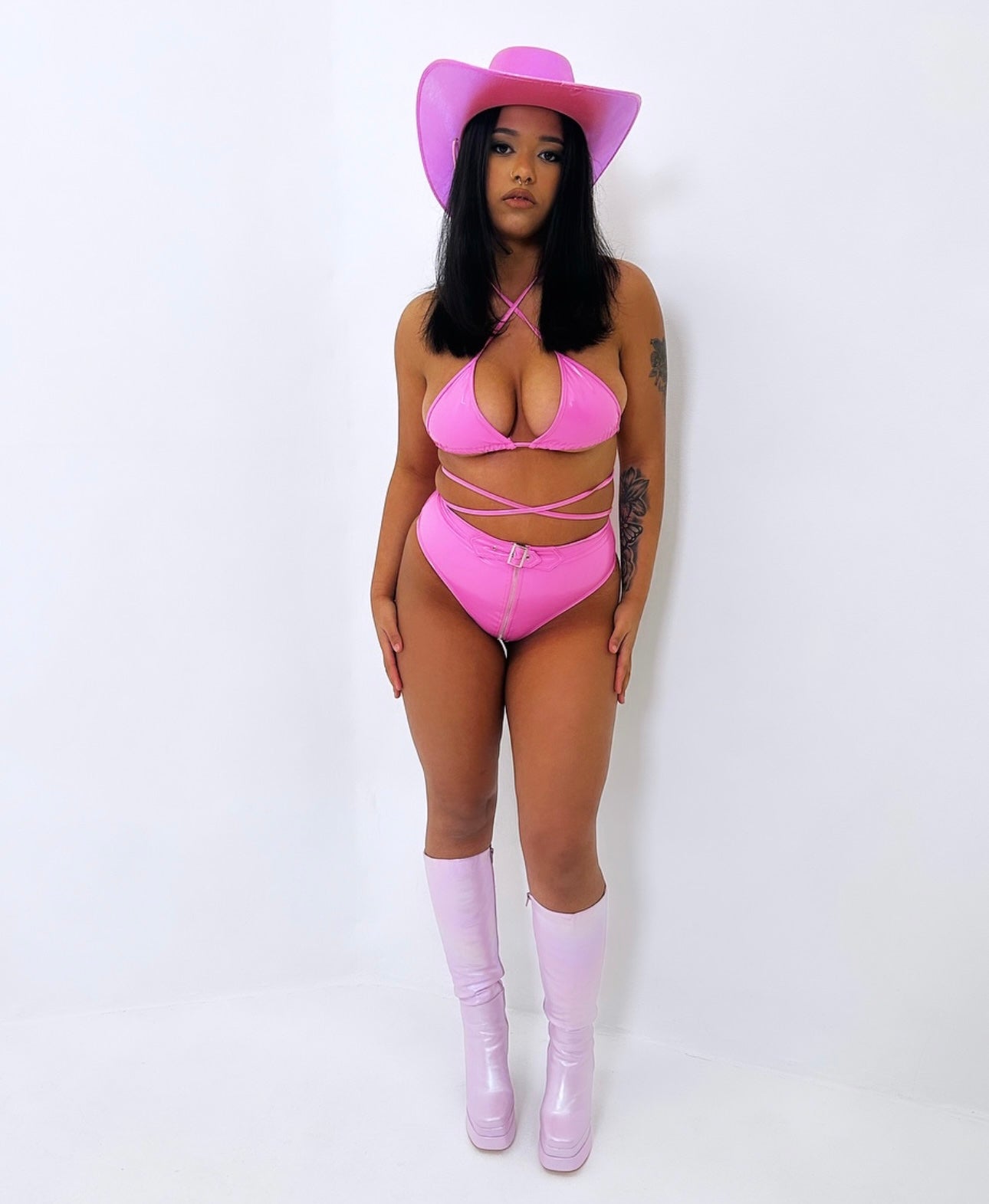 IBIZA SET PINK RAVE OUTFIT, FESTIVAL OUTFIT, VINYL KNICKERS, BIKINI