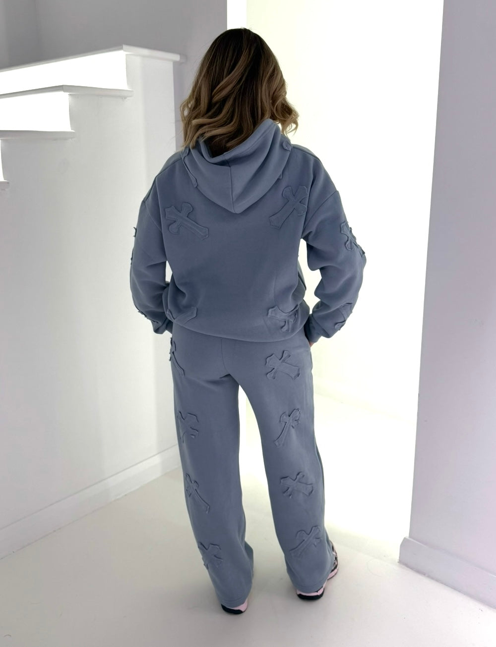 BLUE OVERSIZED STRAIGHT LEG TRACKSUIT, WOMENS LOUNGEWEAR
