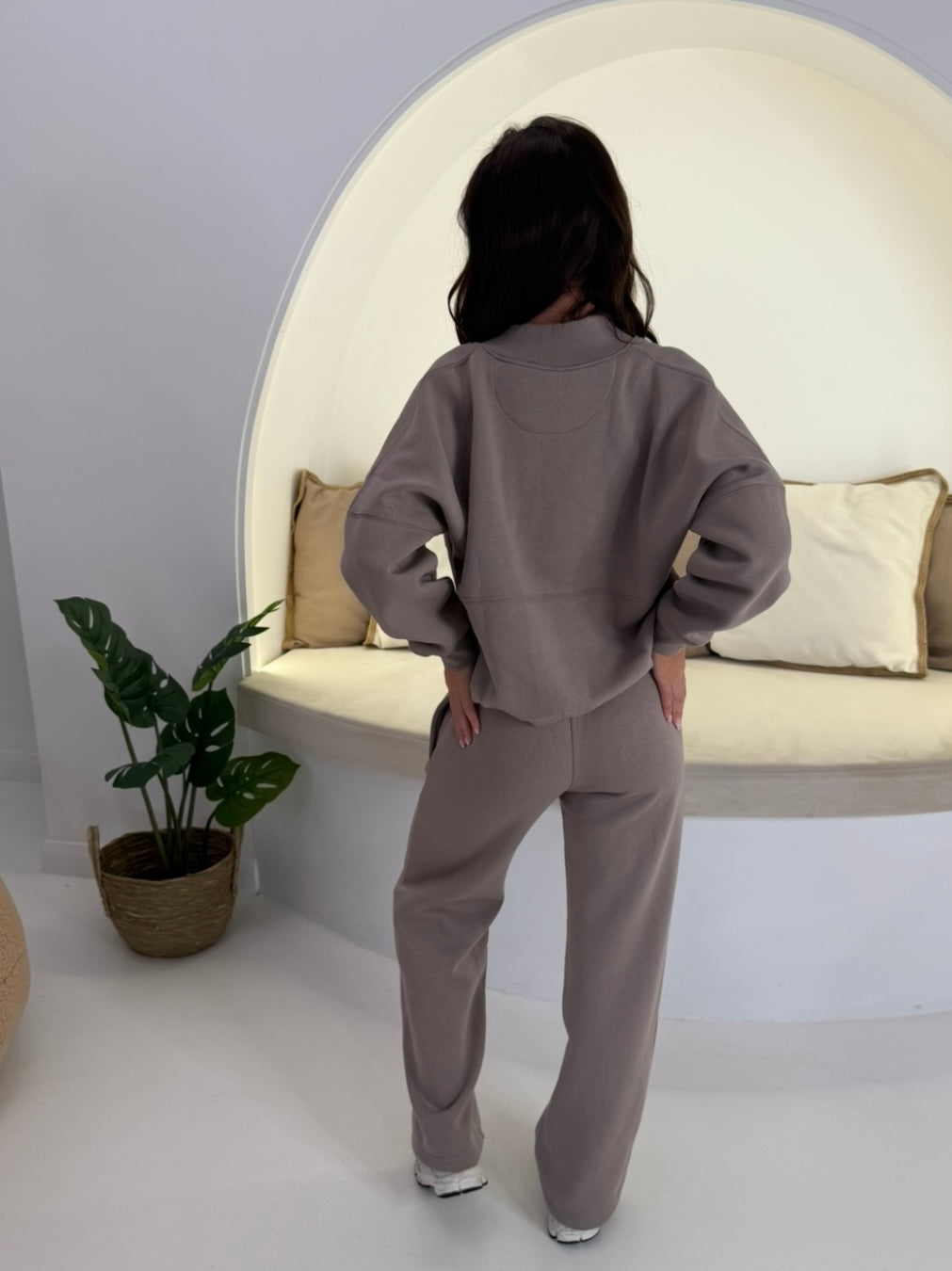 WOMENS DOVE GREY OVER SIZED BOMBER ZIP UP STRAIGHT LEG TRACKSUIT