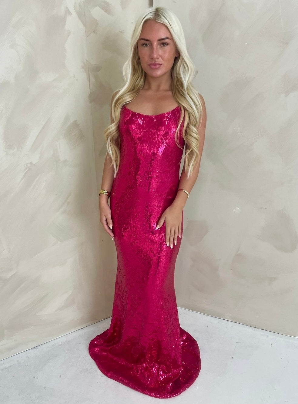 PINK SEQUIN MAXI DRESS, MARBELLA/ IBIZA, BACKLESS