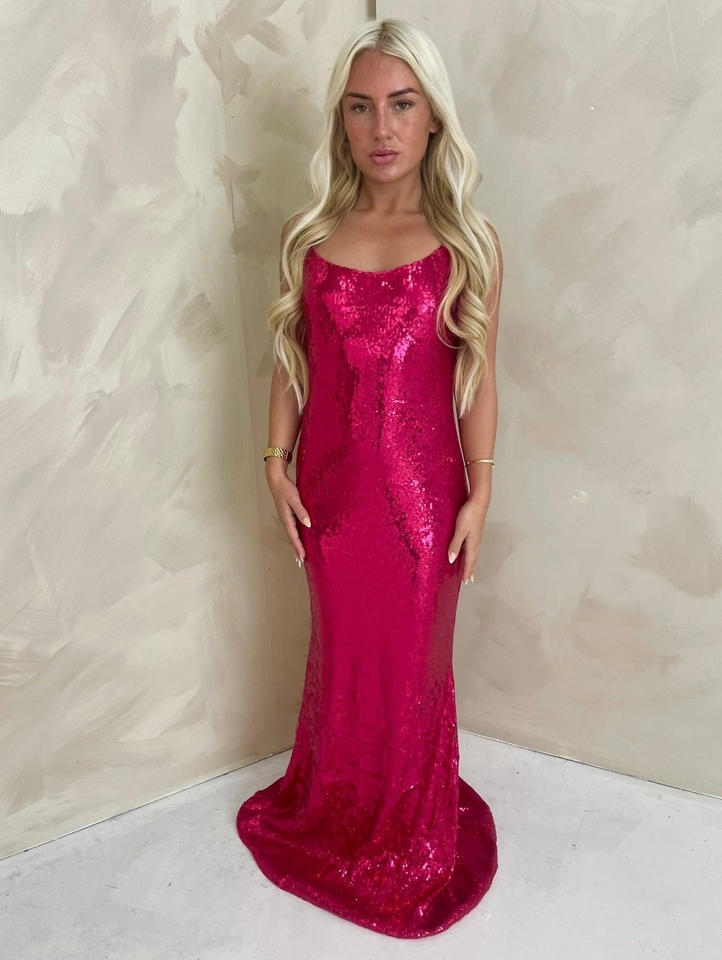 PINK SEQUIN MAXI DRESS, MARBELLA/ IBIZA, BACKLESS