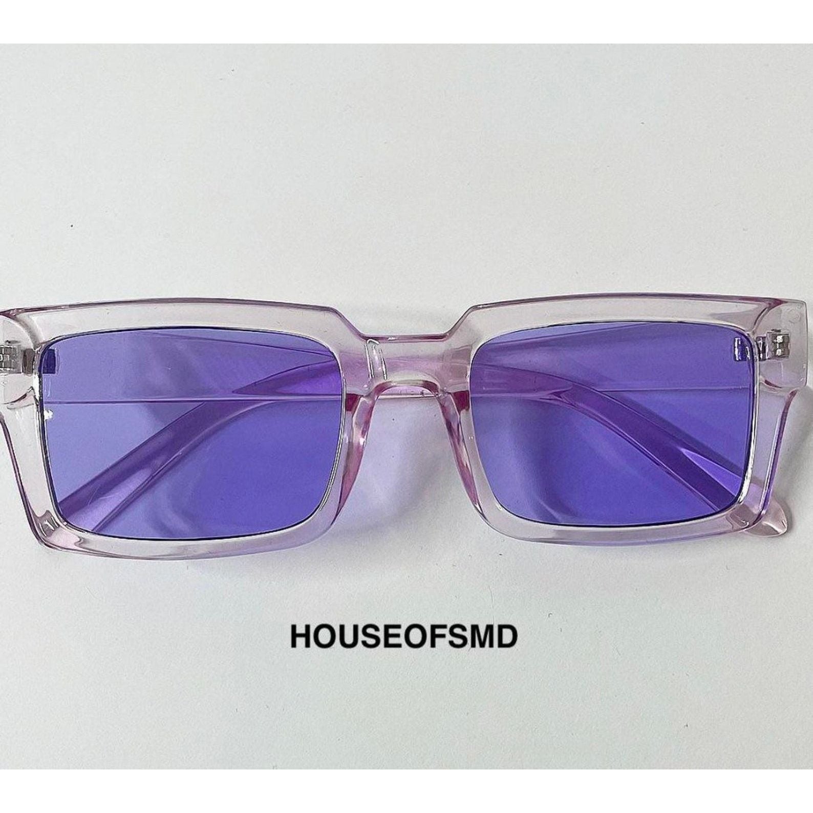 RECTANGLE RETRO SUNGLASSES - PURPLE