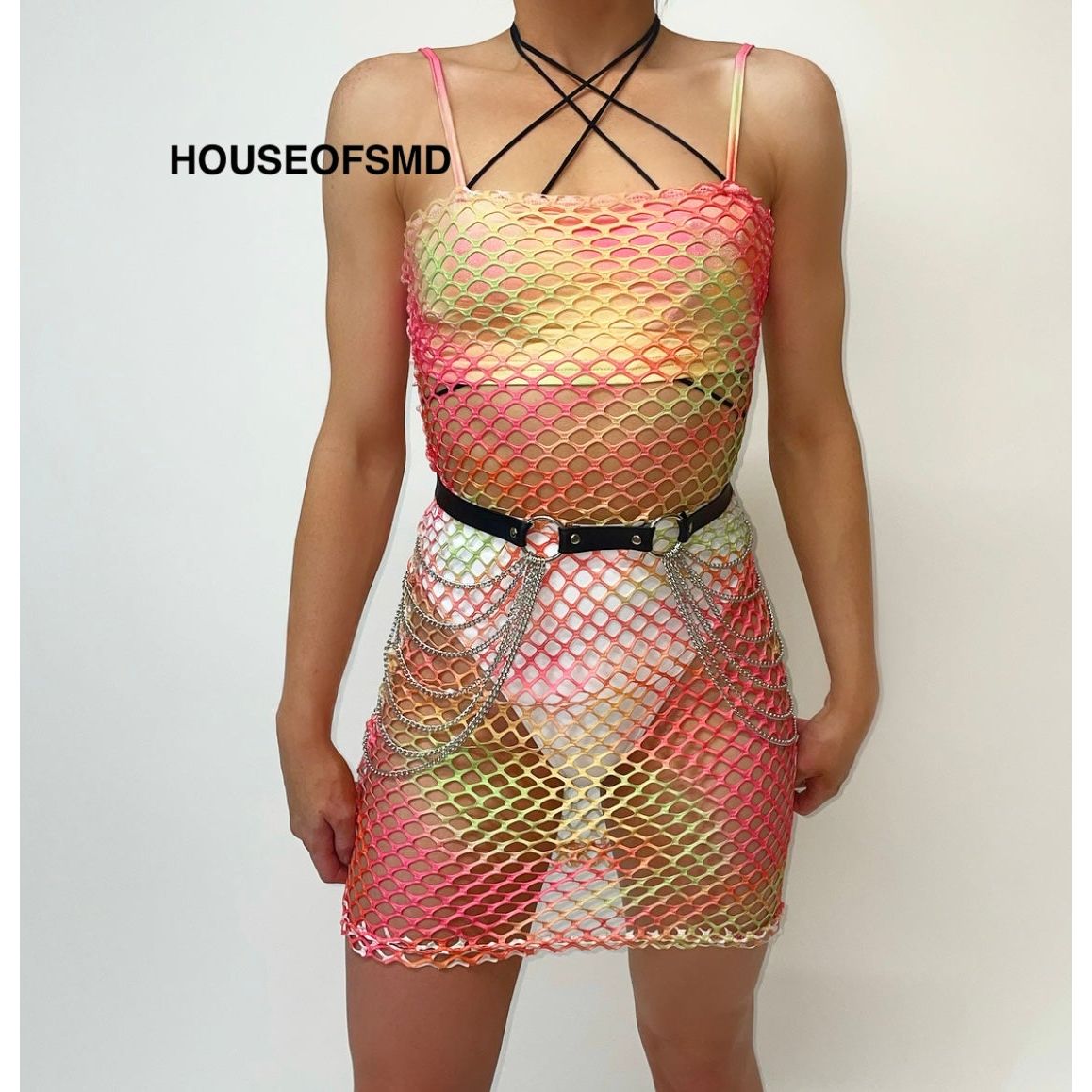 MULTICOLOURED FISHNET DRESS