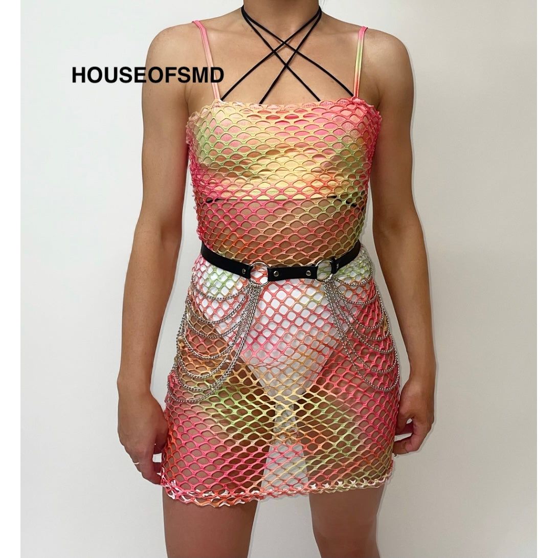 MULTICOLOURED FISHNET DRESS