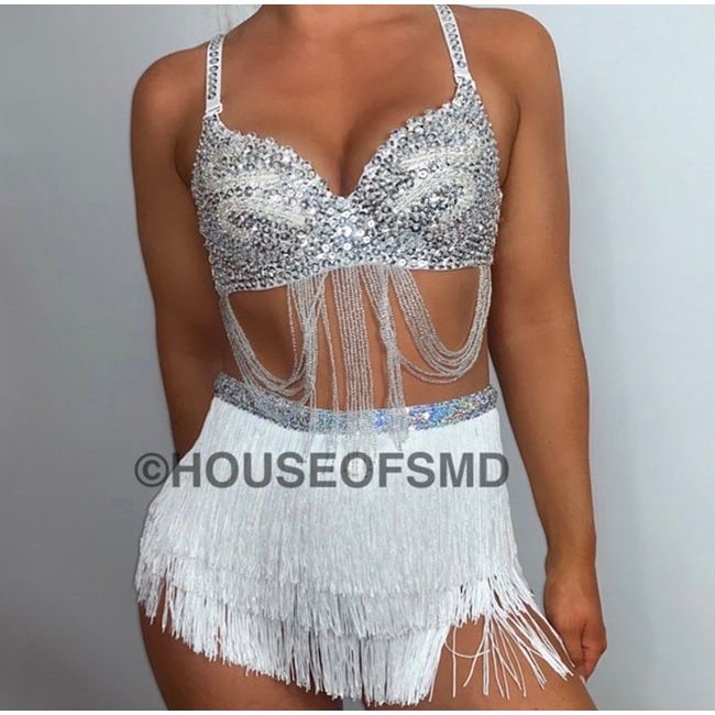 CHAIN SEQUIN BRA- SLIVER