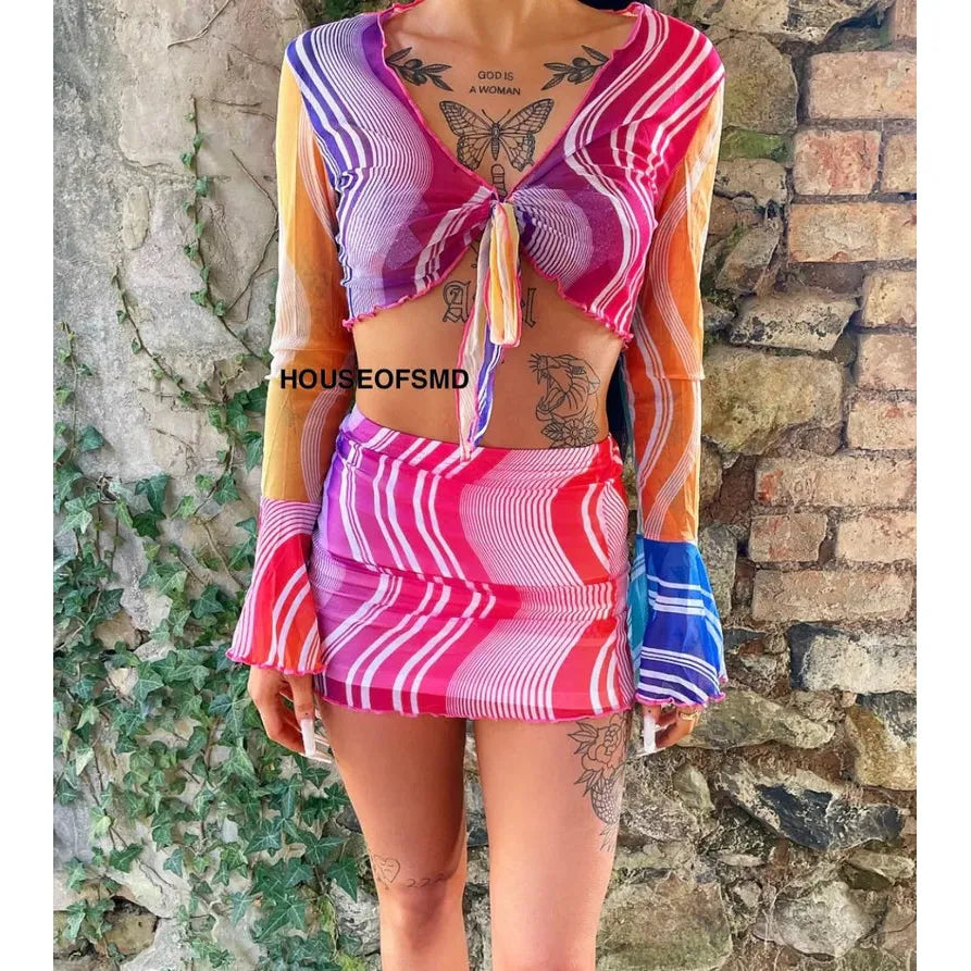 MULTICOLOURED MESH CO ORD