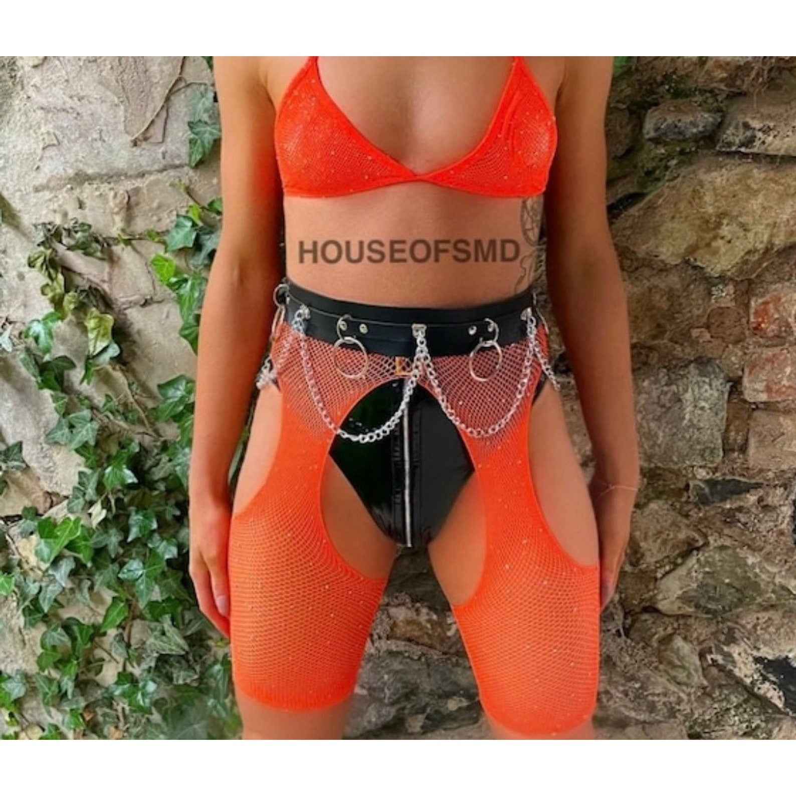 ORANGE FISHNET CHAPS