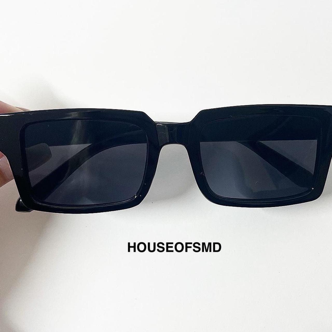 RECTANGLE RETRO SUNGLASSES - BLACK