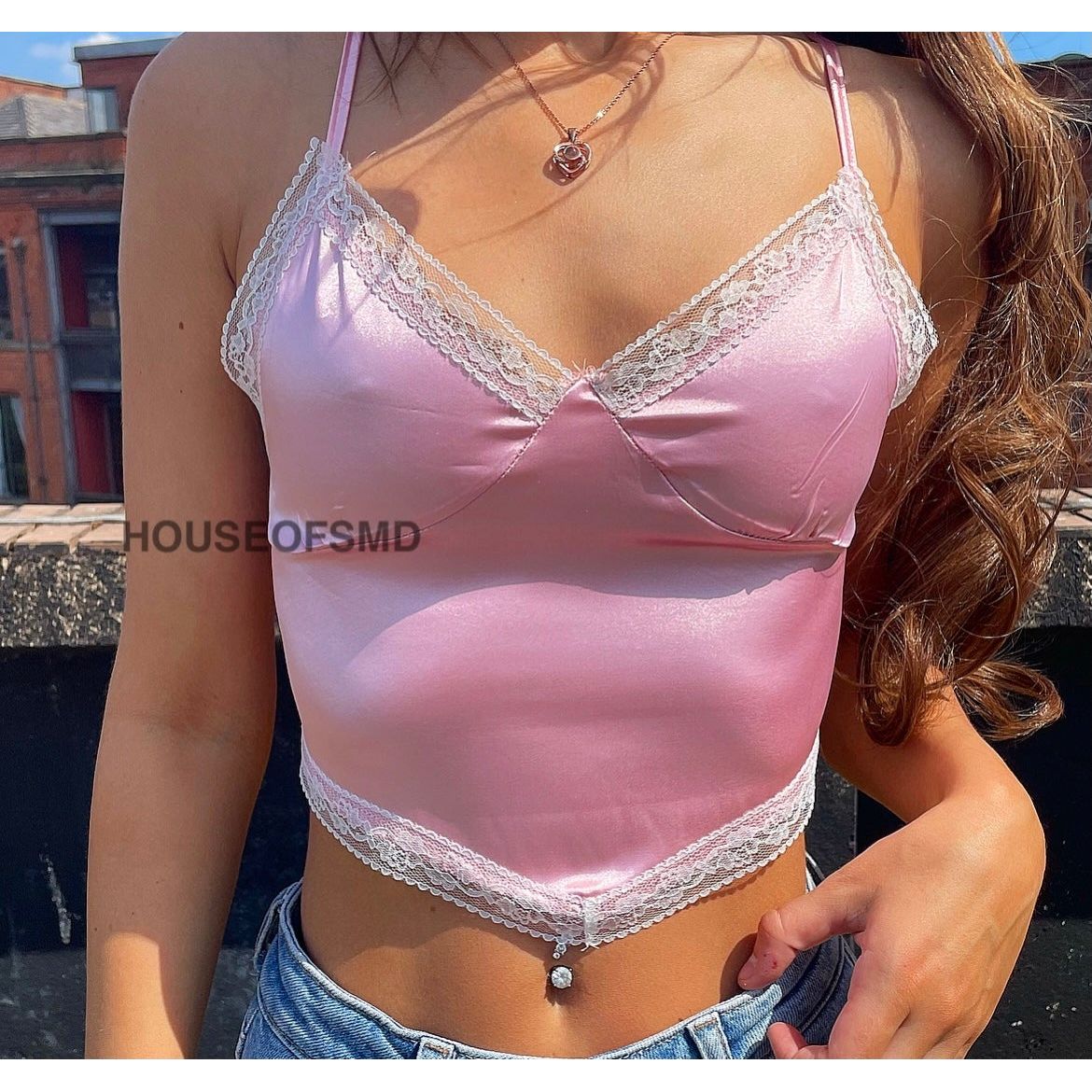 BABY PINK SATIN BANDANA TOP