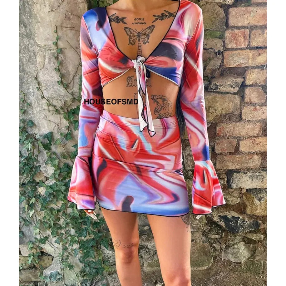 RED SWIRL TWO PIECE