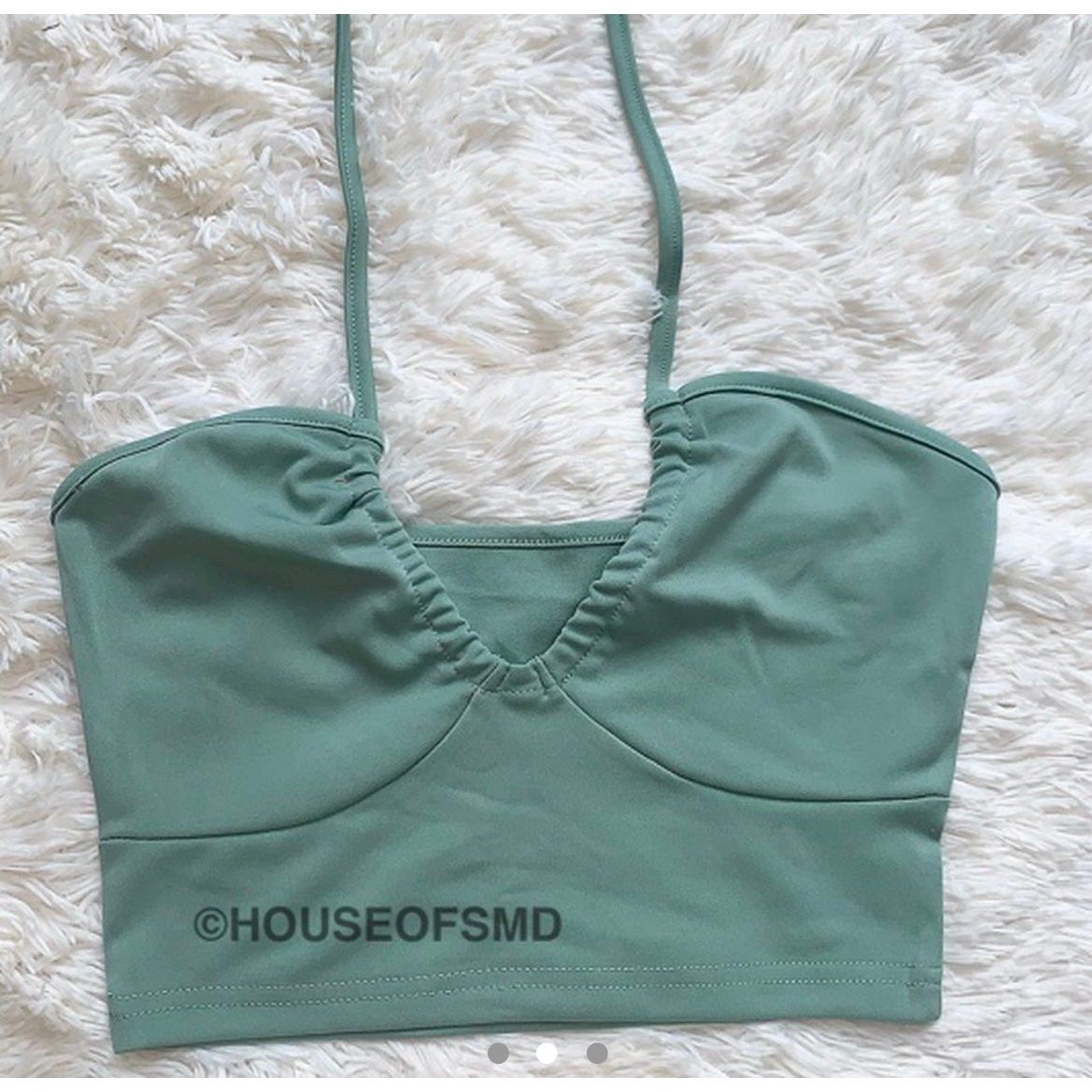 GREEN HALTER NECK CROP TOP