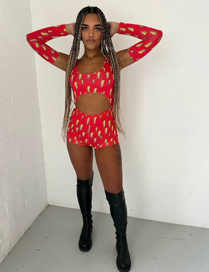 LIGHTENING BOLT TWO PIECE, FESTIVAL OUTFIT, RAVE WEAR