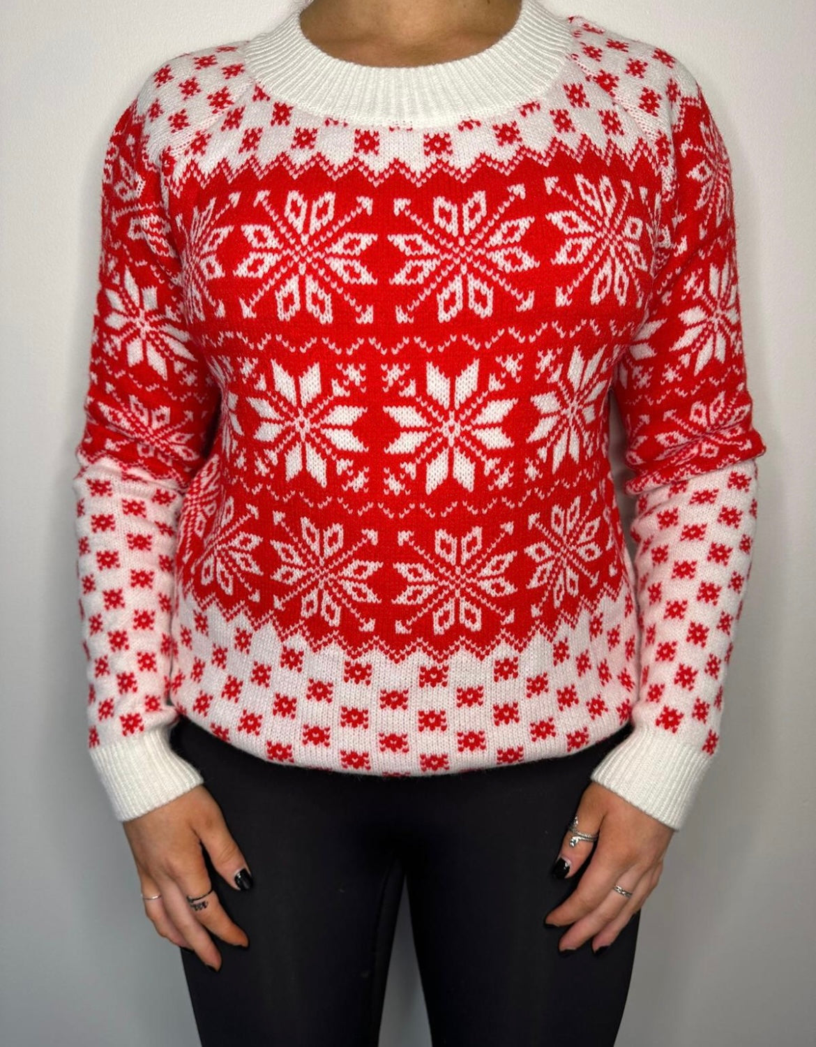 WOMENS FESTIVE RED AND WHITE CHRISTMAS JUMPER