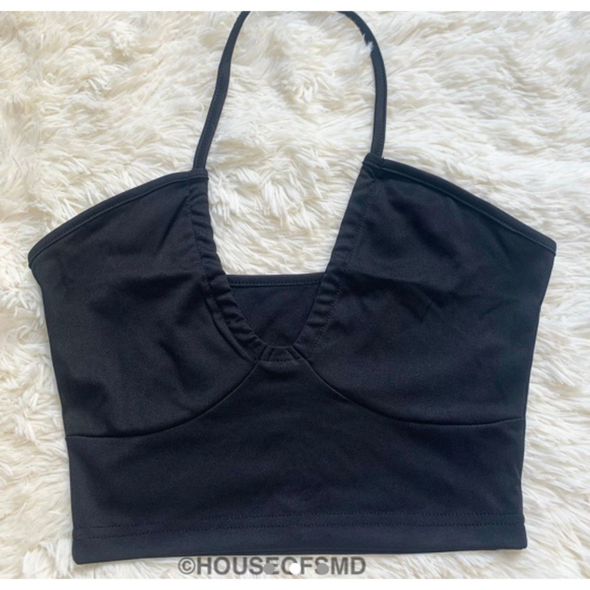 BLACK HALTER NECK CROP TOP