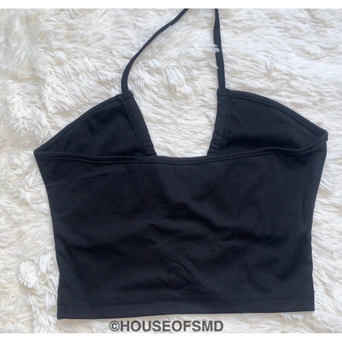 BLACK HALTER NECK CROP TOP